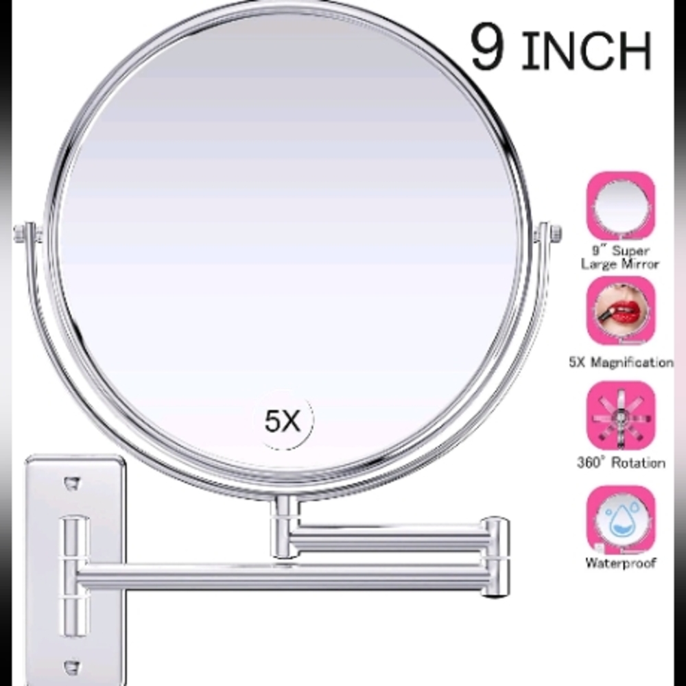 9" Wall Mounted Make Up Mirror Gospire Double Sided NIB